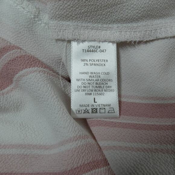 LUSH Women's Large Pink Striped Blouse Buttons Tie Hem Flowy - Picture 7 of 7